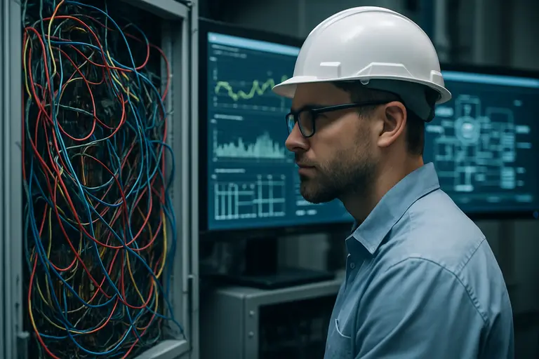 Electrical substation equipment near an industrial facility