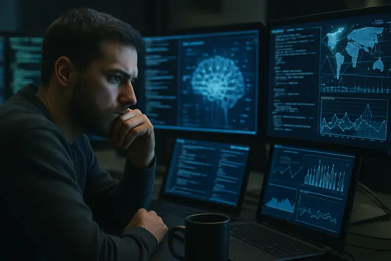 Operations staff monitoring energy systems and network status screens