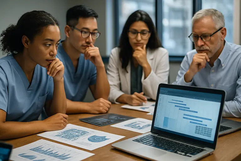 Security and data teams mapping AI workflows on a conference room display