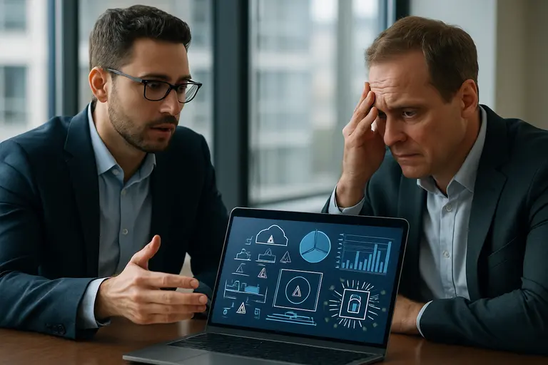 Compliance reviewers examining security documentation in a conference room
