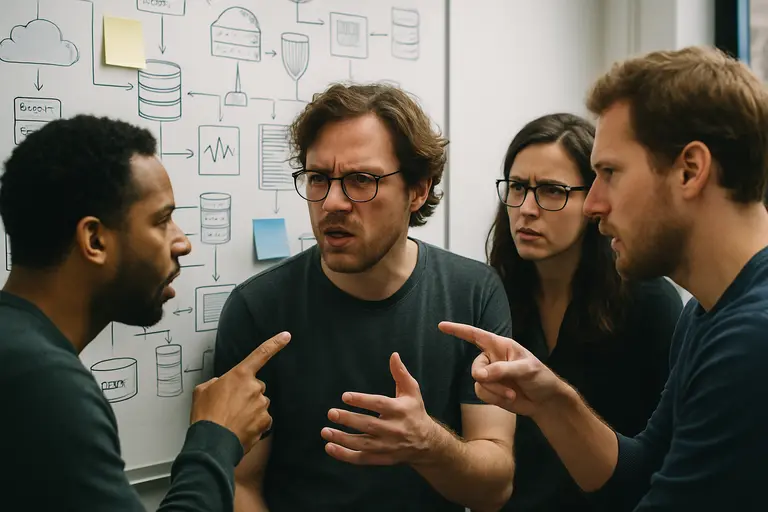 Enterprise buyers reviewing AI procurement documents during a meeting