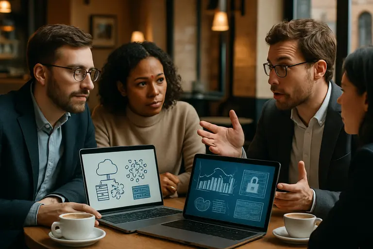 Security team reviewing an AI deployment checklist in a shared workspace
