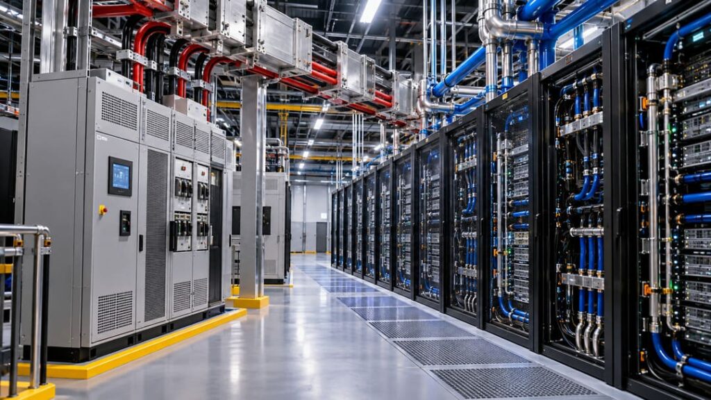 Futuristic Data Center Power Aisle ai