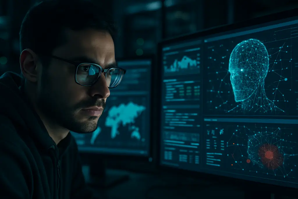 AI Cybersecurity Barriers shown through a secured data center console