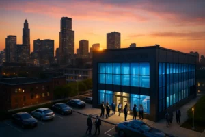 Analyst reviewing data center vacancy metrics beside server capacity charts