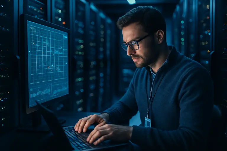 Engineers reviewing power telemetry for a high-density compute facility