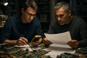 NIST secure hardware analysis shown with semiconductor wafers and verification equipment