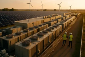 Electrical cabinets and solar arrays supporting renewable data centers
