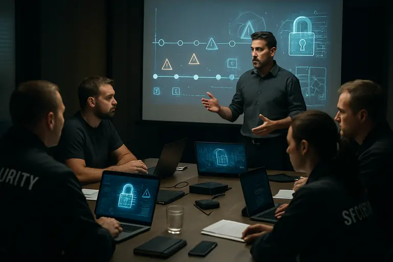 Security operations team observing alerts from isolated AI test environments