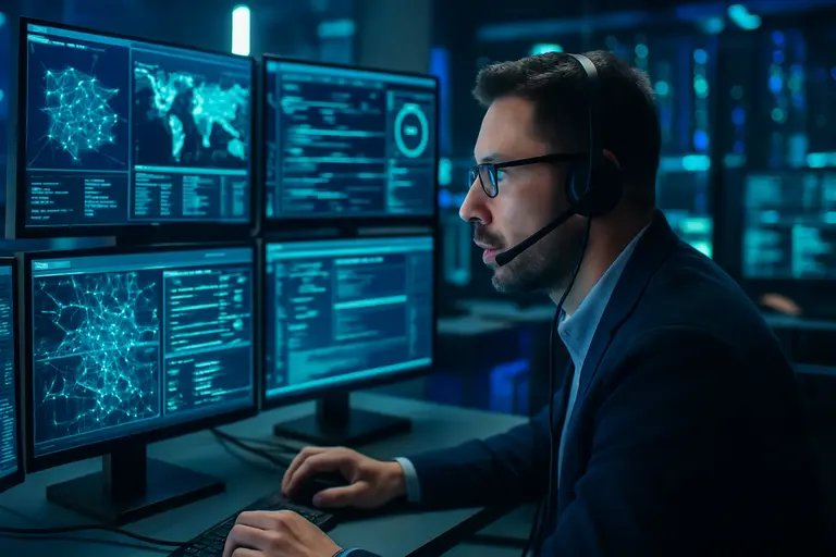 Security team examining alerts from AI services and supporting infrastructure